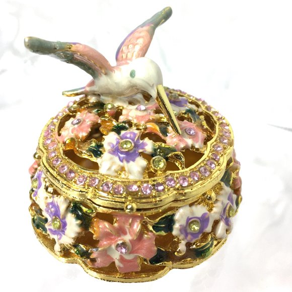 Humming Bird Jeweled Trinket Box - Picture 9 of 9